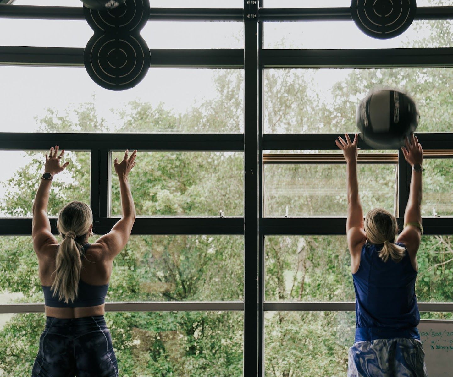 Wall-ball throws by the gym windows