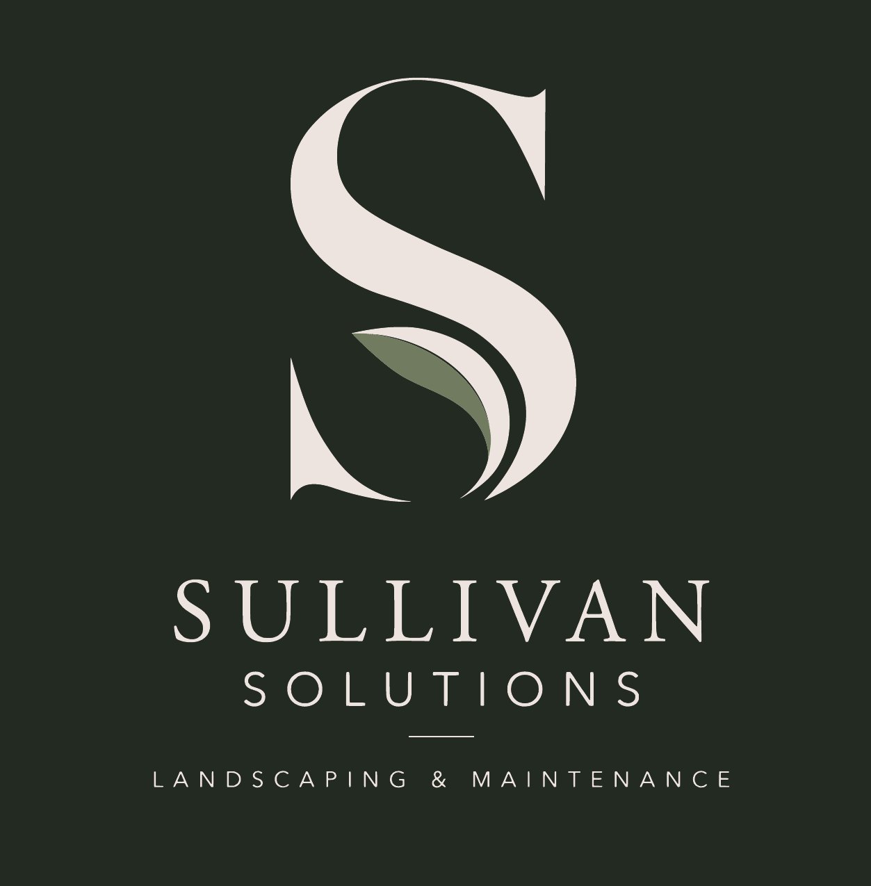 The Sullivan Solutions S and leaf logo on forest green