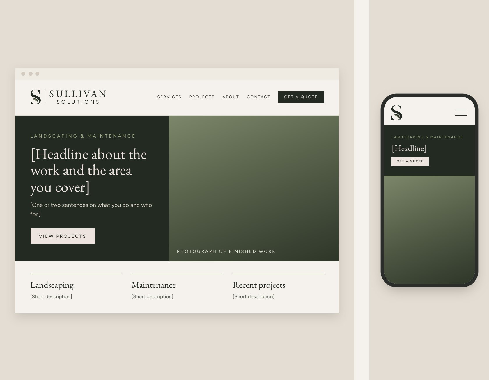 Website direction on desktop and mobile